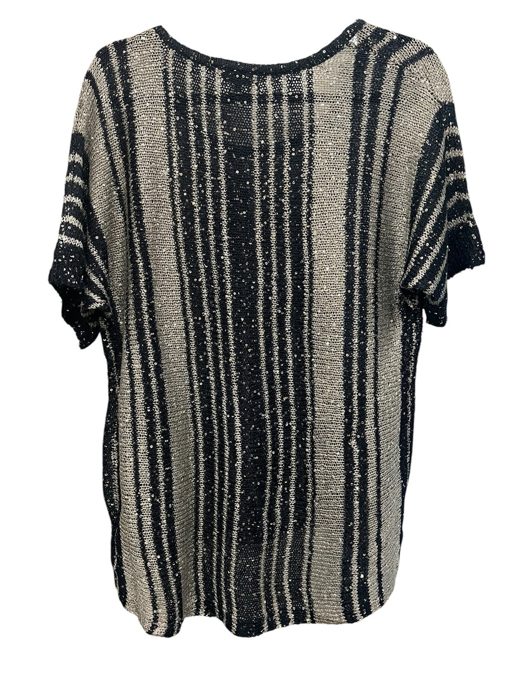 Dolce Cabo Navy and silver Striped Knit Tunic with sequins size L NWT - Picture 4 of 8